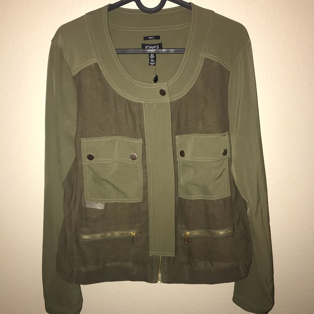 Jones New York Suits Green Lightweight Mesh Jacket